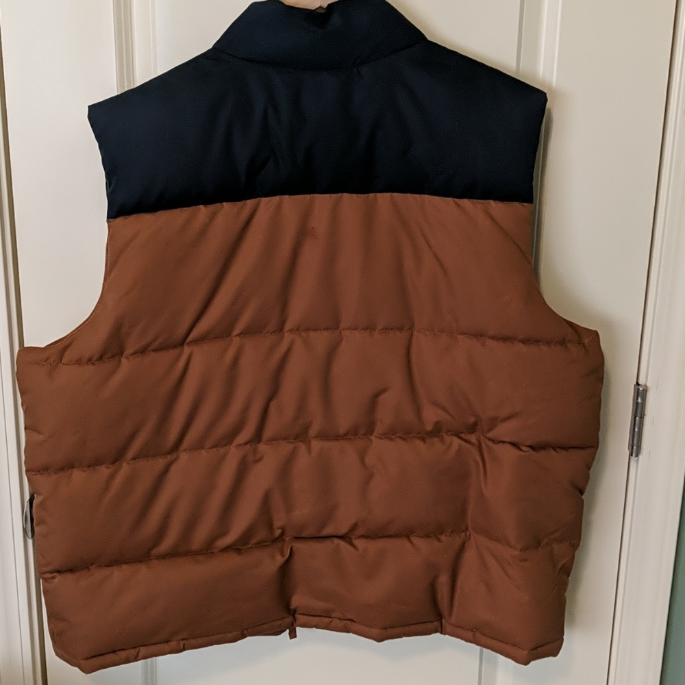 👣Old Navy Puffer Vest Pockets Khaki/Navy Size XXL - Picture 3 of 5